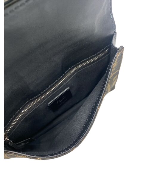 Schwarz/Dunkelbraune Umhängetasche mit Klappe - 16,5 x 10,5 x 1,5 cm - Sehr guter Zustand