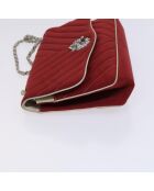 Bolso simple acolchado con solapa en espiga con estampado de leones rojos - 6x20x31 cm - Buen estado