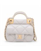 Porte -cartes à rabat avec bandoulière chaîne Gris perle - 9.5x11x3 cm - Très bon état