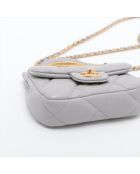 Porte -cartes à rabat avec bandoulière chaîne Gris perle - 9.5x11x3 cm - Très bon état