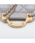 Porte -cartes à rabat avec bandoulière chaîne Gris perle - 9.5x11x3 cm - Très bon état