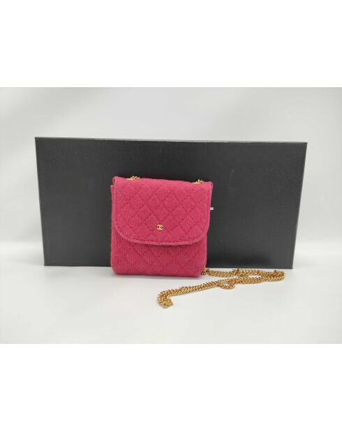 Klassieke kaarthouder met klep met roze ketting - 2x4x6 cm - Goede conditie