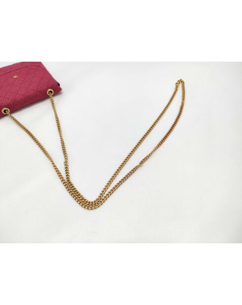 Klassieke kaarthouder met klep met roze ketting - 2x4x6 cm - Goede conditie