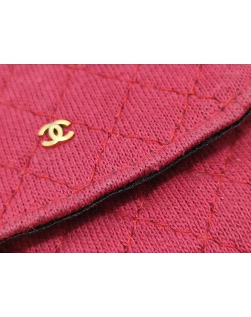 Klassieke kaarthouder met klep met roze ketting - 2x4x6 cm - Goede conditie