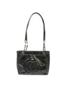 Vintage CC schoudertas met vierkante klep Zwart - 27x22x8 cm - Zeer goede staat