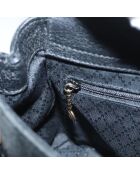 Vintage-Tragetasche aus Bambus mit Fronttasche Schwarz - 20x18x11 cm - Guter Zustand