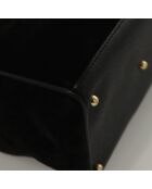 Vintage-Tragetasche aus Bambus mit Fronttasche Schwarz - 20x18x11 cm - Guter Zustand