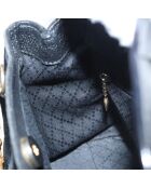 Vintage-Tragetasche aus Bambus mit Fronttasche Schwarz - 20x18x11 cm - Guter Zustand