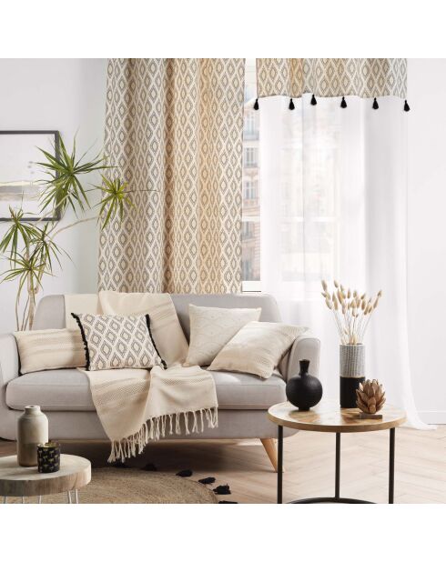 Cuscino rimovibile (40 x 40 cm) Doreline naturale, cotone jacquard e fili metallici