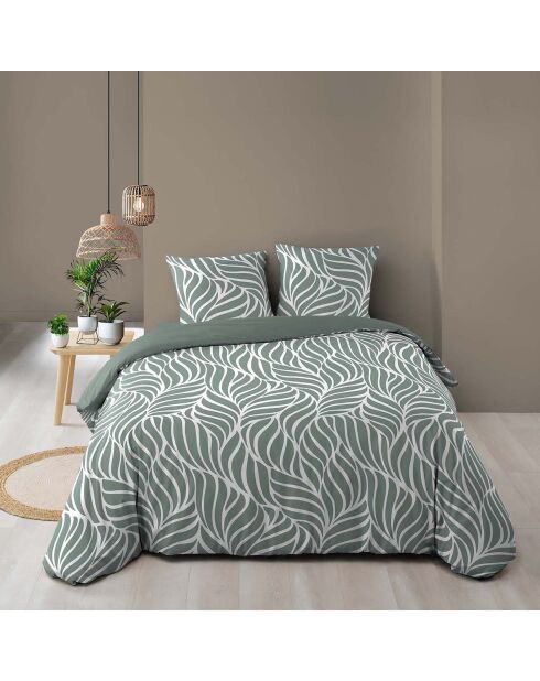 Parure housse de couette imprimée en Coton Morgane sauge