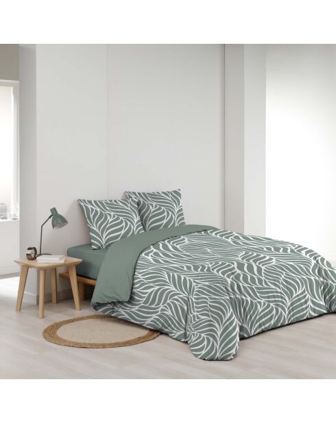Parure housse de couette imprimée en Coton Morgane sauge