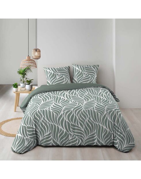 Parure housse de couette imprimée en Coton Morgane sauge