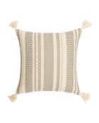 Cuscino rimovibile beige Solando con pompon