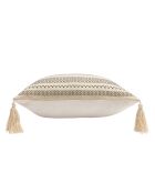 Cuscino rimovibile beige Solando con pompon