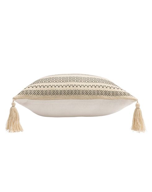 Cuscino rimovibile beige Solando con pompon