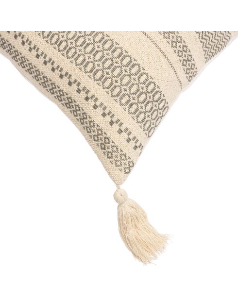 Cuscino rimovibile beige Solando con pompon