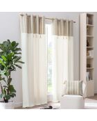 Tenda Solando con occhielli con pompon bianco/beige - 140x240 cm