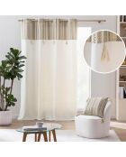 Tenda Solando con occhielli con pompon bianco/beige - 140x240 cm