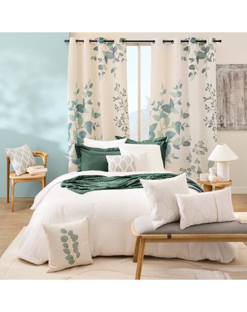 Parure housse de couette microfibre gaufrée Abelia blanche