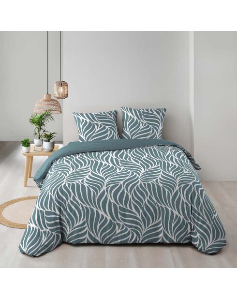 Parure housse de couette imprimée Morgane bleue