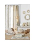 Tenda Grommet, 140 x 240 cm, colore: bianco tramonto dorato, finitura in cotone con filettatura