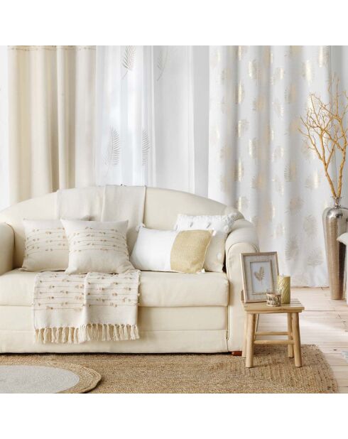 Tenda Grommet, 140 x 240 cm, colore: bianco tramonto dorato, finitura in cotone con filettatura