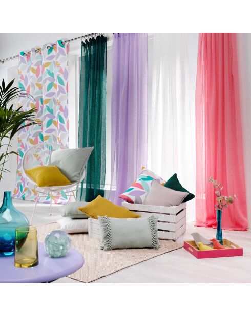 Rideau à anneaux voile tissé Linka émeraude  - 140x240 cm