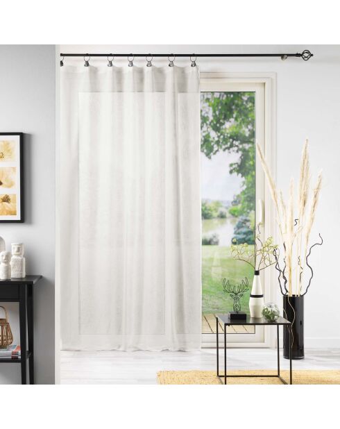 Rideau à anneaux voile tissé Linka blanc - 140x240 cm