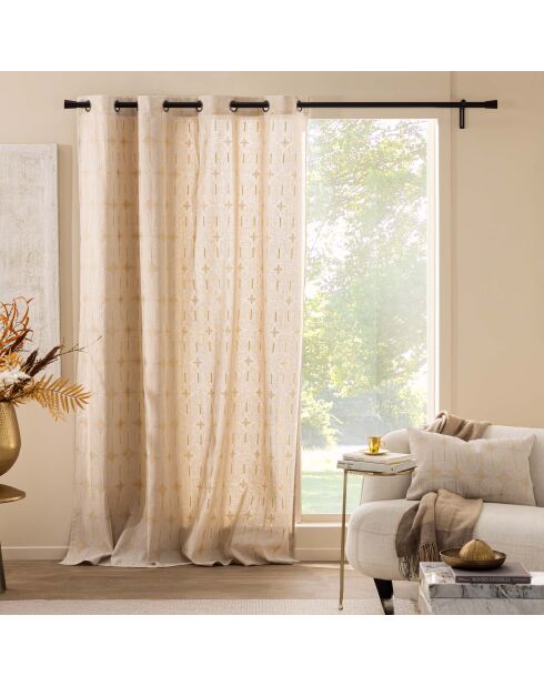 Tenda Grommet (140 x 240 cm) Ondine bianca, policotone con stampa metallizzata