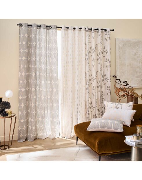 Tenda Grommet (140 x 240 cm) Ondine bianca, policotone con stampa metallizzata