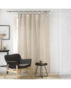 Rideau à passants pompon uni Cyrine beige/blanc  - 140x240 cm
