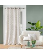 Rideau à oeillets imprimé metallisé Maho blanc - 140x240 cm