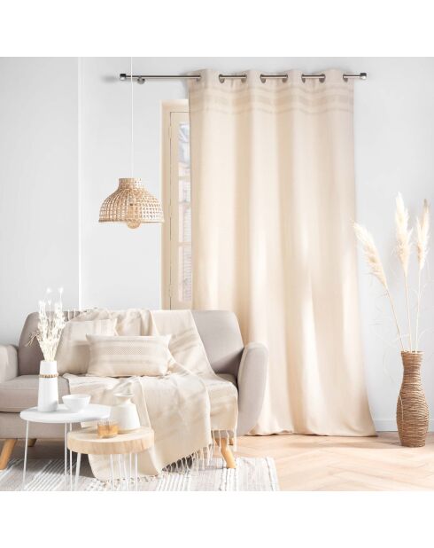 Tenda Grommet (140 x 240 cm) in Doreline naturale, jacquard di cotone e parte superiore in filo metallico