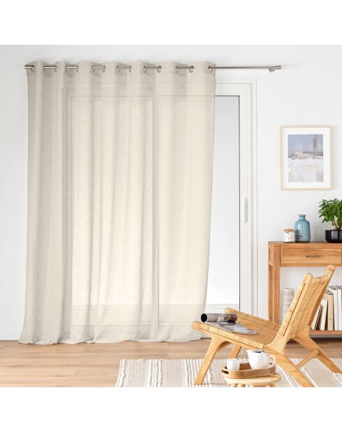 Lino trasparente con occhielli di grande larghezza (240 x 240 cm), in lino intrecciato