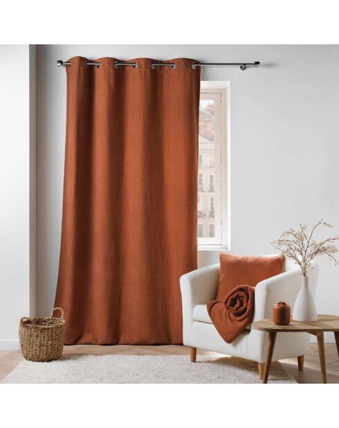 Tenda con occhielli in terracotta Wooly (140 x 240 cm), tinta unita bouclé