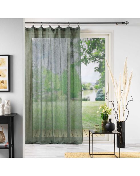 Rideau à anneaux voile tissé Linka kaki - 140x240 cm