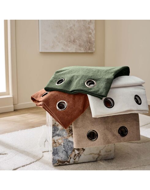 Rideau à oeillets bouclette unie Winona terracotta - 140x260 cm