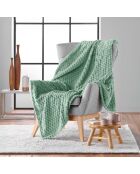Plaid flanelle relief unie Mini Frosty sauge - 125x150 cm