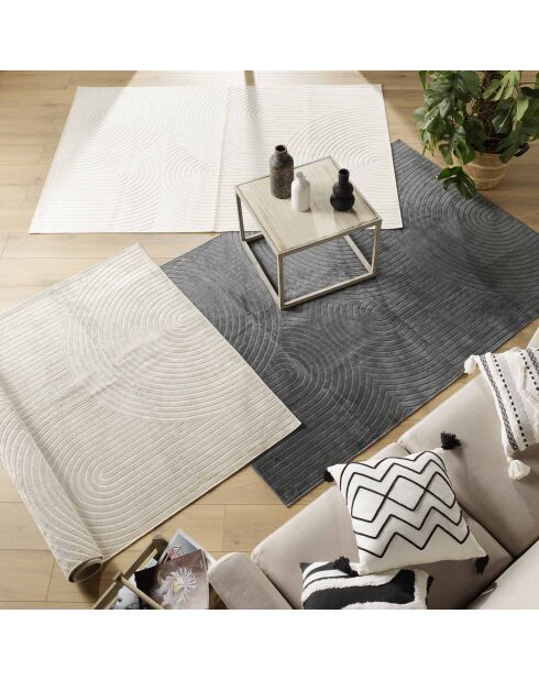 Tappeto rettangolare (140 x 200 cm) Geode Grey, rilievo in viscosa