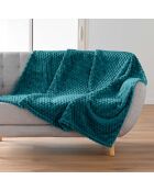 Plaid flanelle relief unie Mini Frosty bleu - 125x150 cm