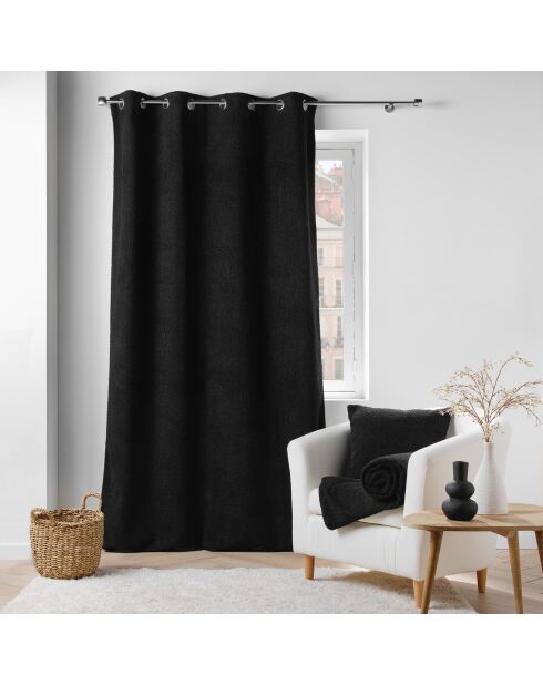 Tenda Grommet (140 x 240 cm) in lana nera, tinta unita bouclé