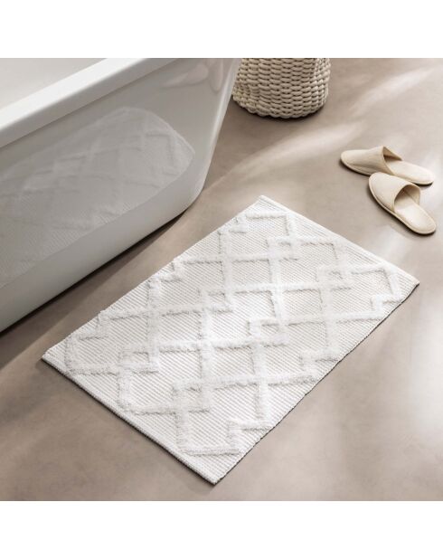 Tapis de bain coton jacquard tufte Otis blanc - 50x80 cm