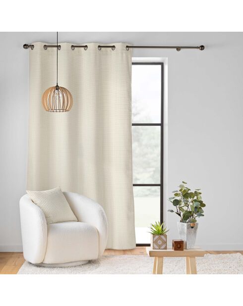 Ösenvorhang (140 x 260 cm), Swing, natürliches, einfarbiges, reliefarbiges Flanell