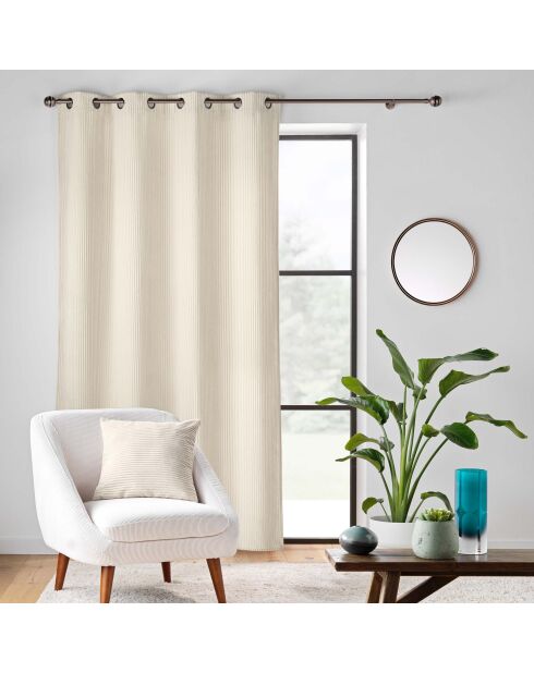 Tenda con occhielli (140 x 260 cm) Natural Nile, flanella a rilievo liscio