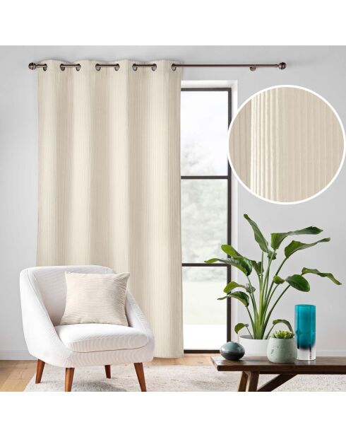 Tenda con occhielli (140 x 260 cm) Natural Nile, flanella a rilievo liscio