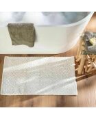 Yanis Weißer Badteppich (50 x 80 cm), Mikrofaser, Chenille-Garn