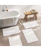 Yanis Weißer Badteppich (50 x 80 cm), Mikrofaser, Chenille-Garn