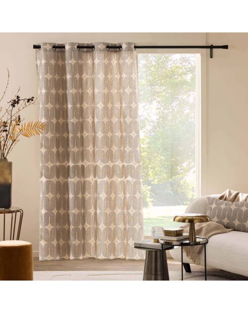 Tenda Grommet (140 x 240 cm) Ondine nera, policotone con stampa metallizzata