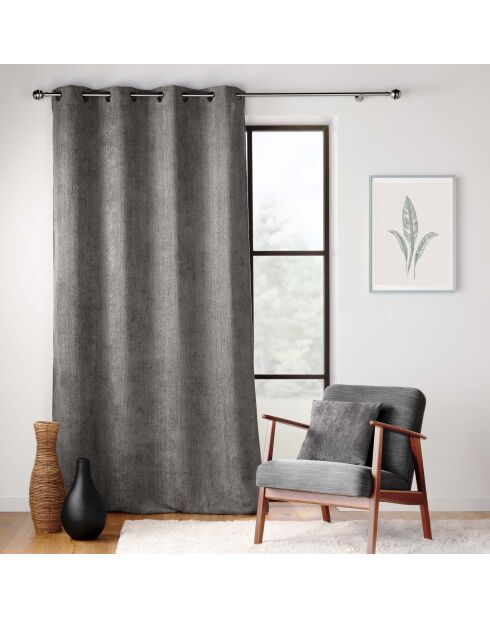 Tenda Grommet (140 x 260 cm) Leo antracite, velluto in ciniglia