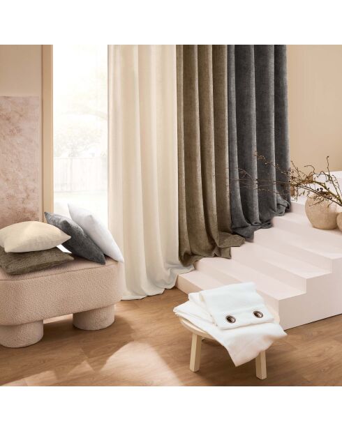 Tenda Grommet (140 x 260 cm) Leo antracite, velluto in ciniglia